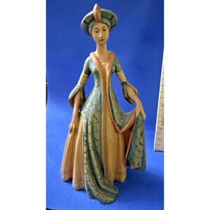 Anri Toriart 1950's Wood Carved Renaissance Style 5.5" Statue LADY (C)